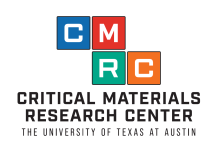 logo for Critical Minerals Research Center, showing the initials of the center in brightly colored blocks above the name of the center and "The University of Texas at Austin"