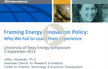 Title slide from Jeffrey Alexander's presentation at UT Energy Symposium