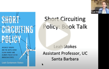 presentation title slide showing cover of Leah Stokes' book "Short Circuiting Policy"