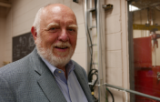 Bob Hebner stands outside a lab