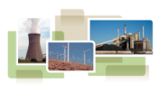 photo collage from cover of white paper, showing wind turbines, cooling tower and coal power plant