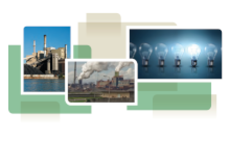 photo collage from cover of white paper, showing power plants and light bulbs