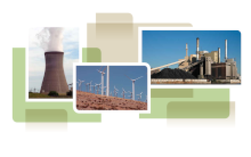 photo collage from cover of white paper, showing wind turbines, cooling tower and coal power plant
