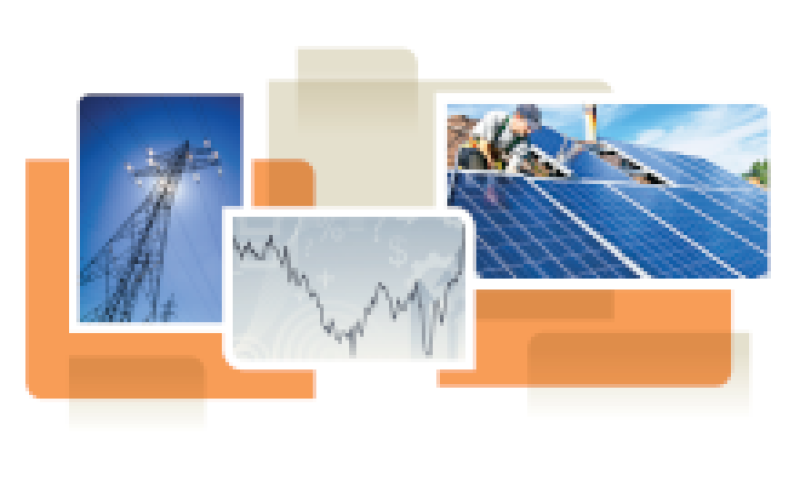 photo collage from cover of white paper, showing solar panel installation and power lines
